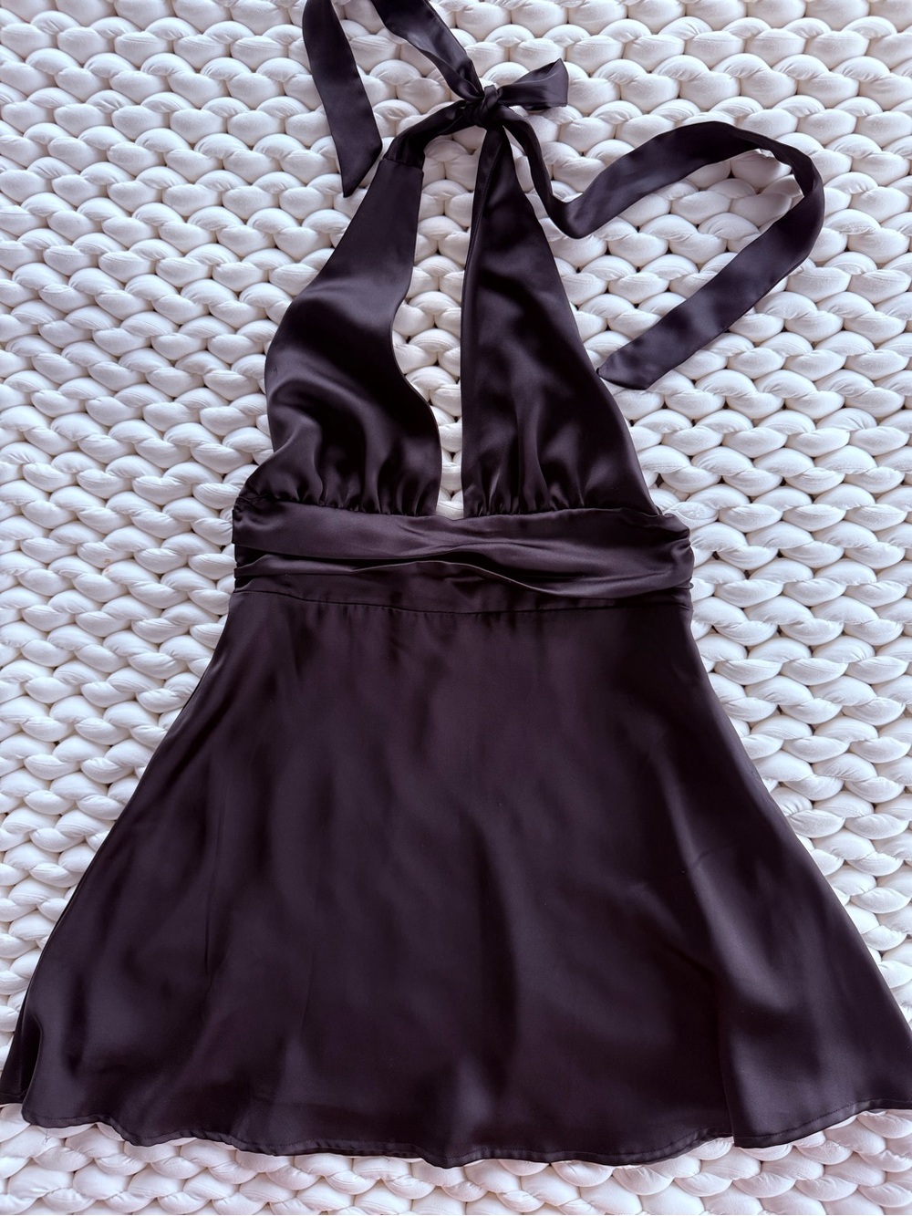 Garage Black Satin Halter Dress